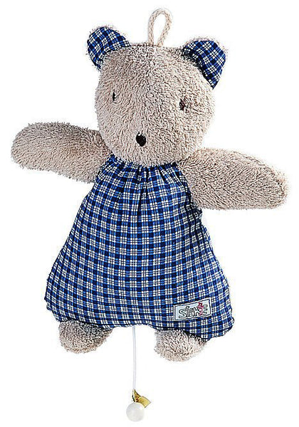 Silke Blue Teddy Bear with Music Box by Kosen - 23cm